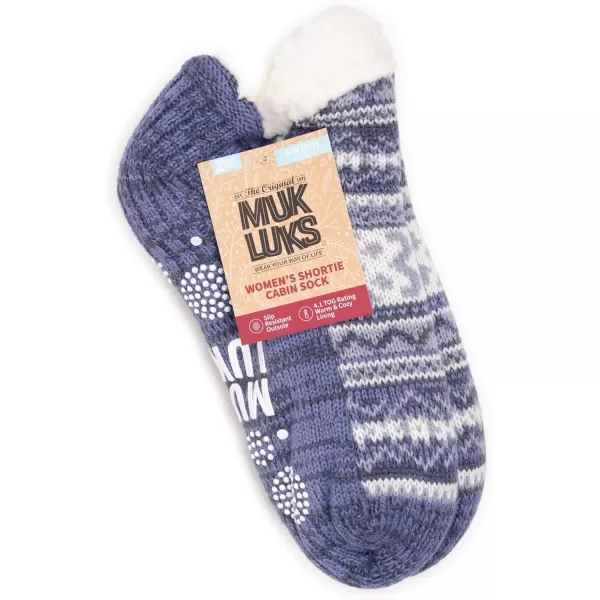 MUK LUKS Womens Shortie Cabin Sock 2 Pair PackDenimChrcl