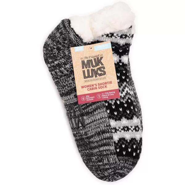 MUK LUKS Womens Shortie Cabin Sock 2 Pair PackEbnyCharcl