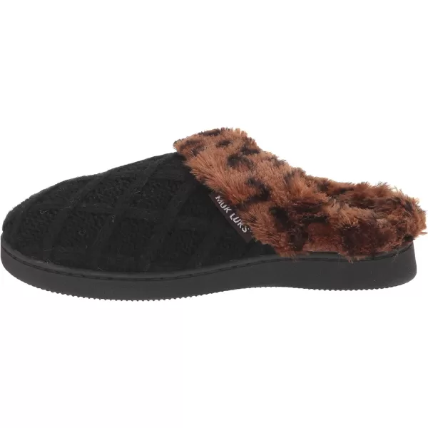 MUK LUKS Womens Suzanne Clog SlippersBlackLeopard