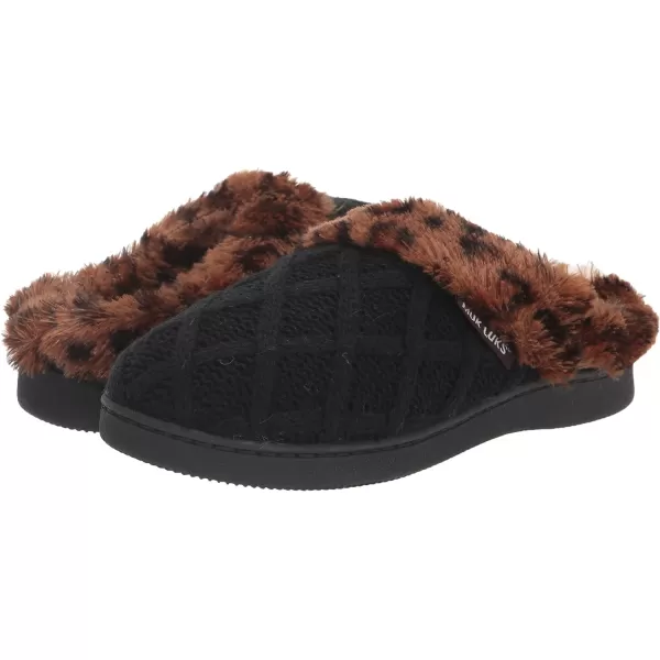 MUK LUKS Womens Suzanne Clog SlippersBlackLeopard