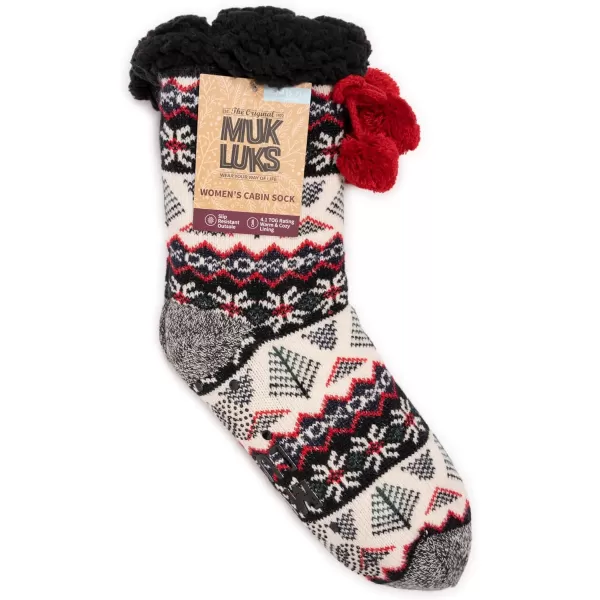 MUK LUKS Womens Tall Cabin Sox 1 Pair PackEbony Flower