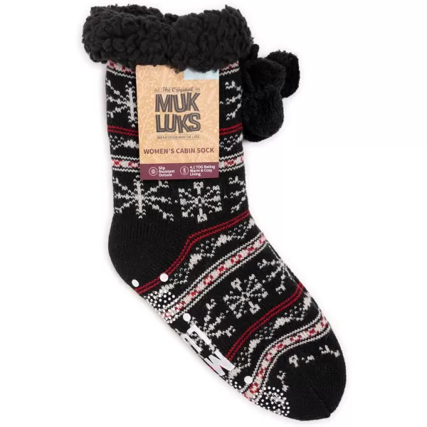 MUK LUKS Womens Tall Cabin Sox 1 Pair PackEbony Multi