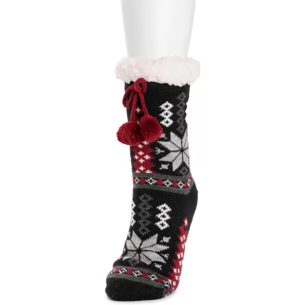 MUK LUKS Womens Tall Cabin Sox 1 Pair PackEbony Snowflake