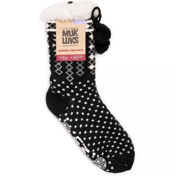 MUK LUKS Womens Tall Cabin Sox 1 Pair PackEbonyIvory