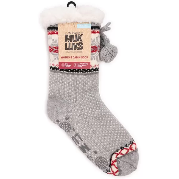 MUK LUKS Womens Tall Cabin Sox 1 Pair PackGrey Snowflake