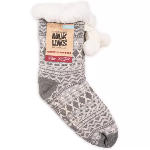 MUK LUKS Womens Tall Cabin Sox 1 Pair PackGreyscale