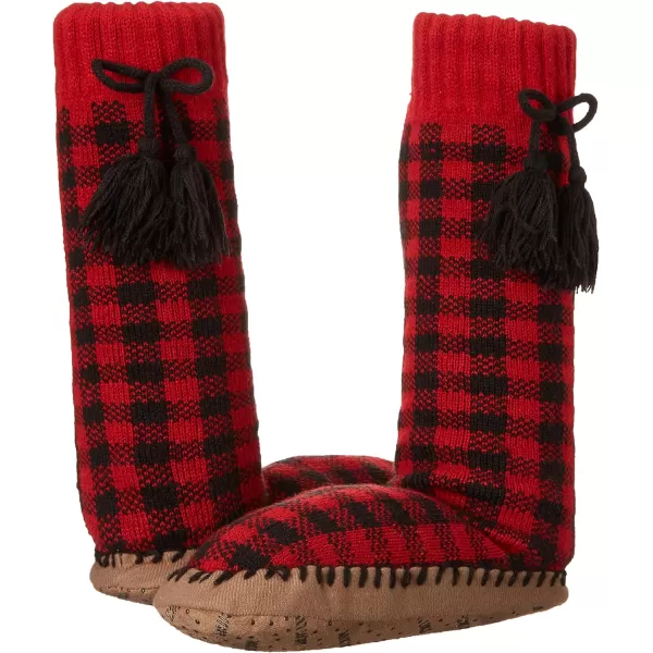 MUK LUKS Womens Tassel Slipper SocksLicorice Check