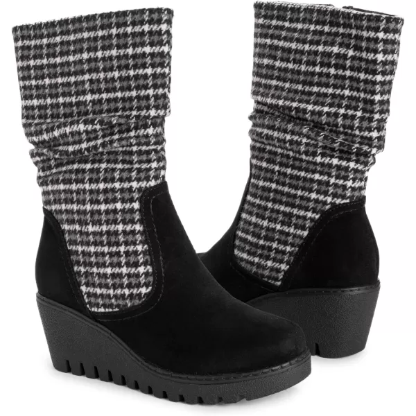 MUK LUKS Womens Vermont Stowe BootsHoundstooth Black