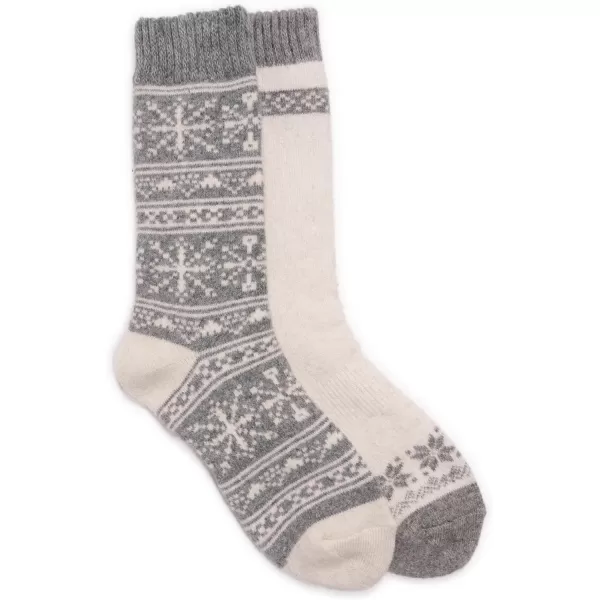 MUK LUKS Womens Wool Socks 2 Pair PackMd Grey Heather