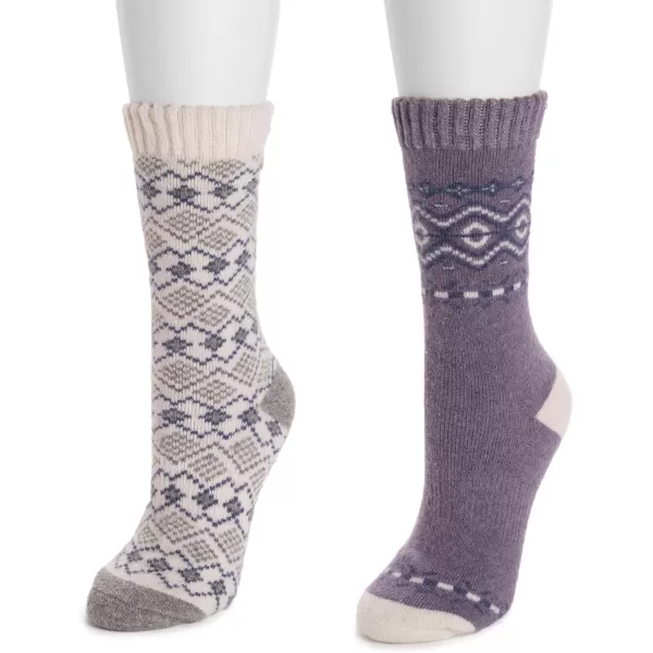 MUK LUKS Womens Wool Socks 2 Pair PackPurple Swtr Frs