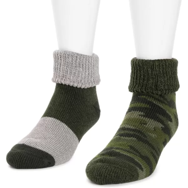 MUK LUKS mens Heat Retainers Mens 2 Pair Pack Short Heat RetainerGreen