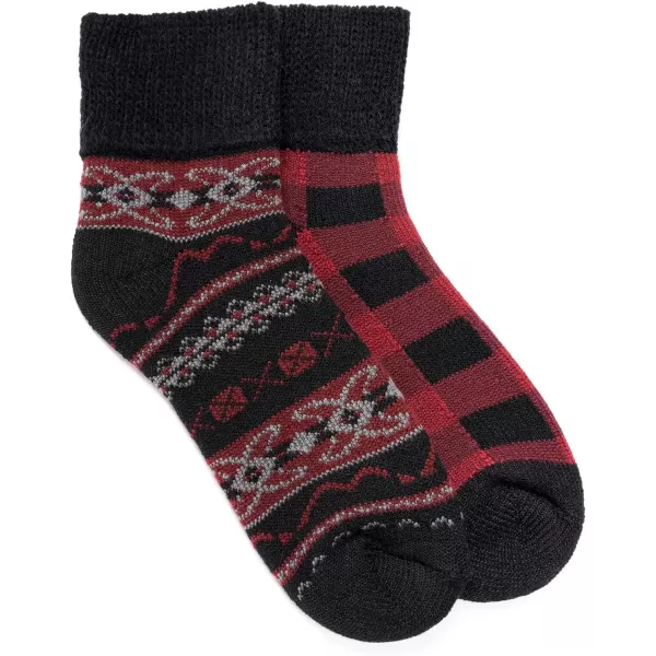 MUK LUKS mens Heat Retainers Mens 2 Pair Pack Short Heat RetainerRed Check