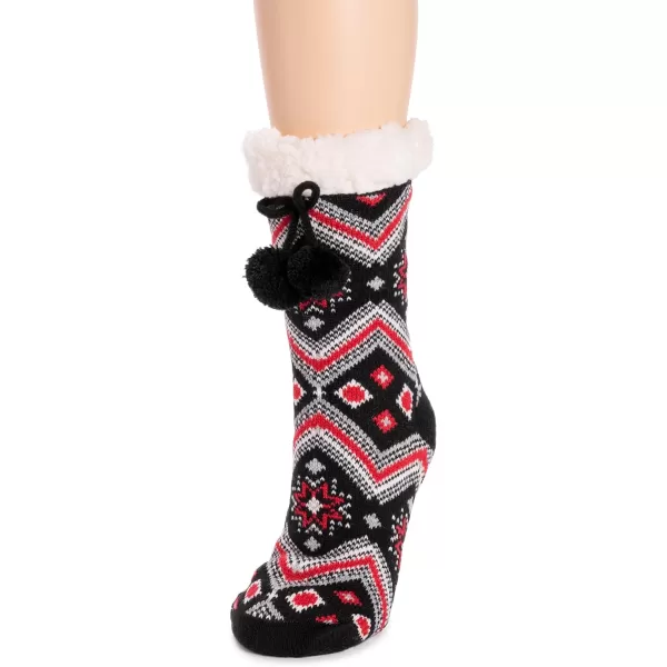 MUK LUKS womens Womens 1pair Cabin SocksBlack Fairisle