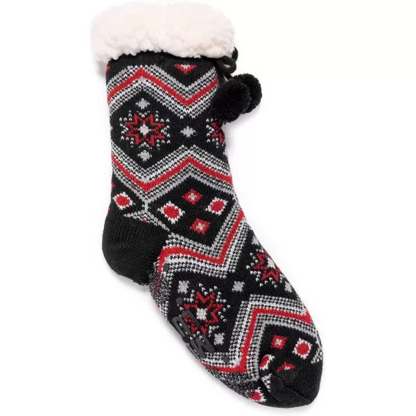 MUK LUKS womens Womens 1pair Cabin SocksBlack Fairisle