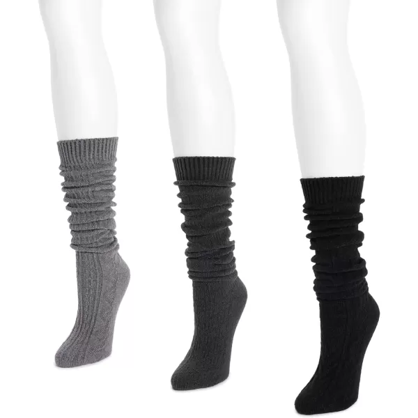 MUK LUKS womens Womens 3 Pair Pack Knee High SocksDark Neutral