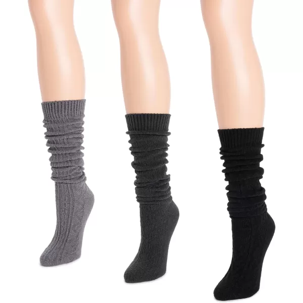 MUK LUKS womens Womens 3 Pair Pack Knee High SocksDark Neutral