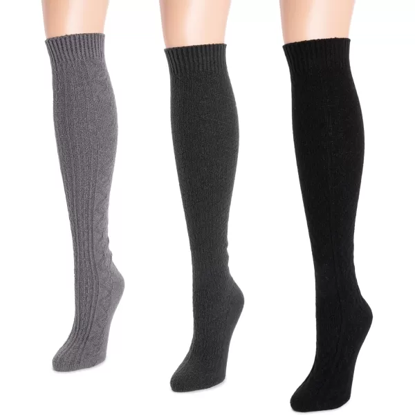 MUK LUKS womens Womens 3 Pair Pack Knee High SocksDark Neutral