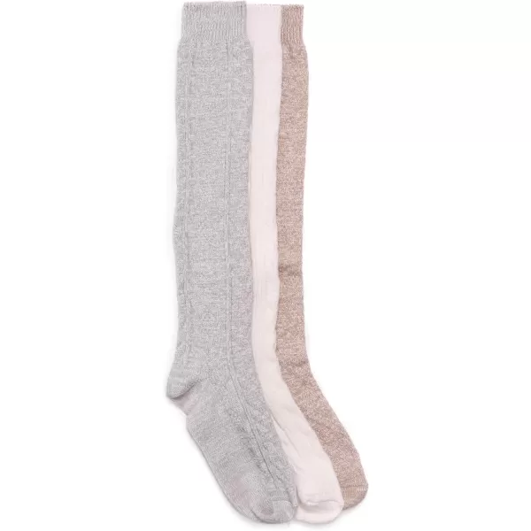 MUK LUKS womens Womens 3 Pair Pack Knee High SocksLight Neutral