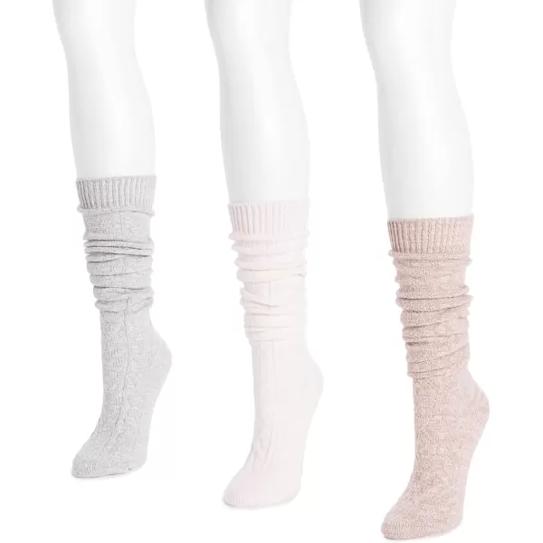 MUK LUKS womens Womens 3 Pair Pack Knee High SocksLight Neutral