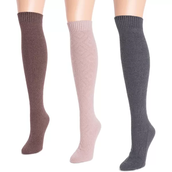 MUK LUKS womens Womens 3 Pair Pack Knee High SocksMuted Tones