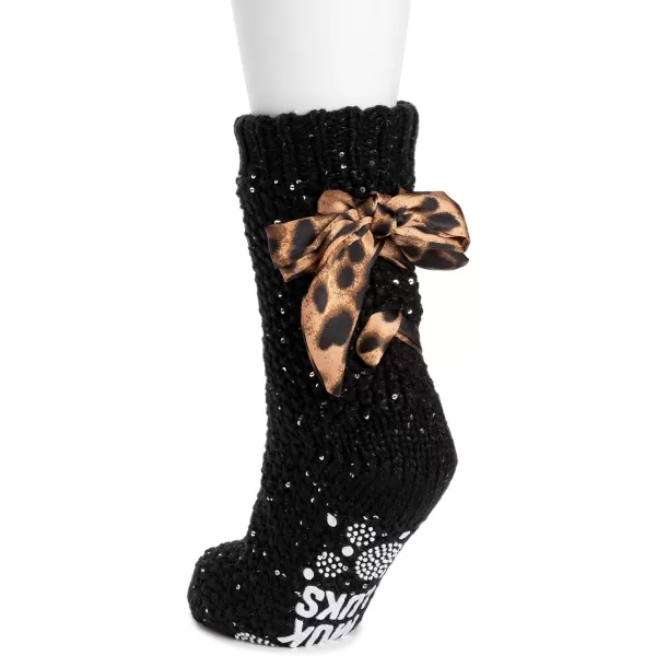 MUK LUKS womens Womens Ribbon Cabin SocksEbonyCheetah