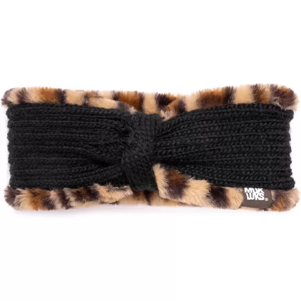 MUKLUK Womens Fur HeadbandLeopardBlack