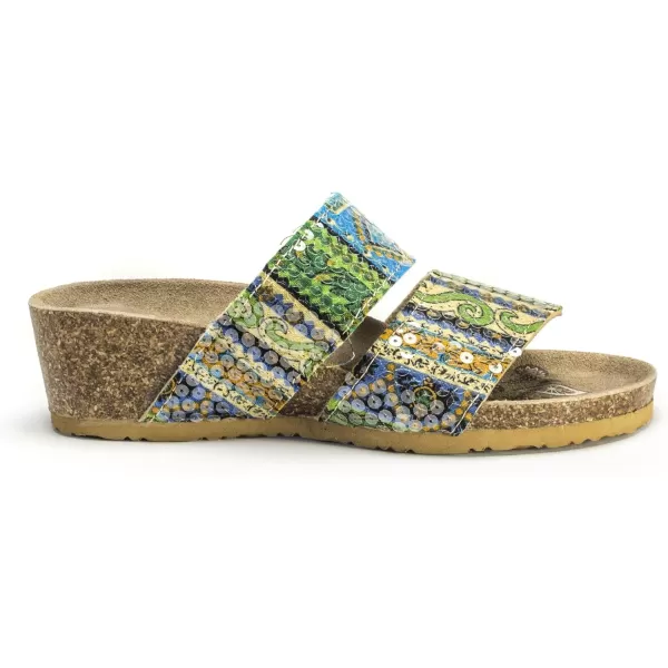 Muk Luks Womens Ava Terra Turf Wedge SandalGreen