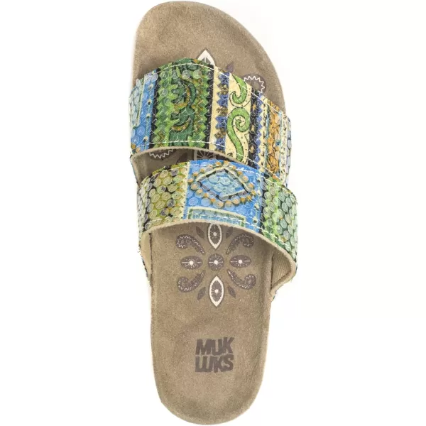 Muk Luks Womens Ava Terra Turf Wedge SandalGreen