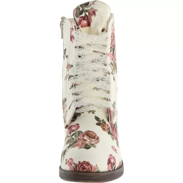 Muk Luks Womens Betty Canvas Lace Up Combat BootWhite Floral