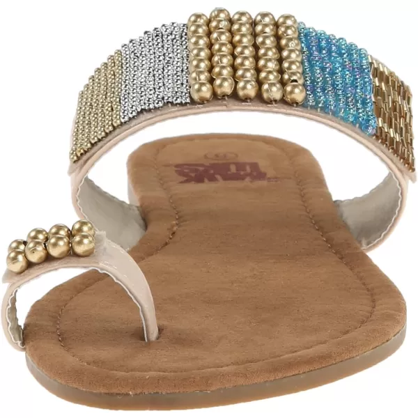 Muk Luks Womens Brandy Beaded Toe Ring SandalTan