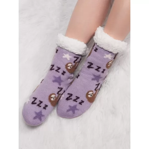 Muk Luks Womens Cabin Sock 2 Pairs Purple Sloth sz LXLMuk Luks Womens Cabin Sock 2 Pairs Purple Sloth sz LXL