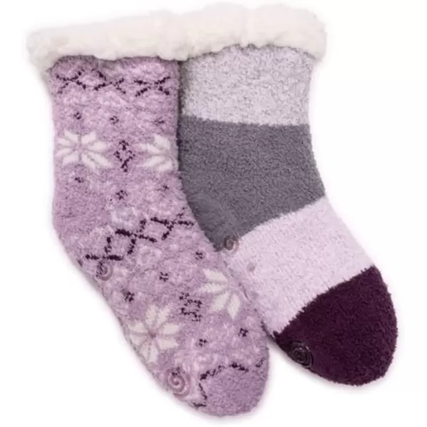 Muk Luks Womens Cabin Socks 2 PairsPurple