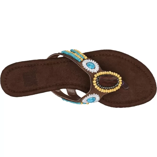 Muk Luks Womens Ruby Beaded Flip FlopDark Brown