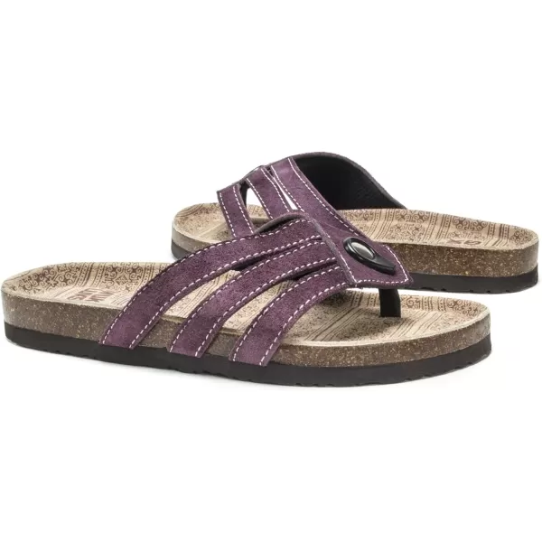 Muk Luks Womens Womens Francis Sandals Flat SandalDeep Purple