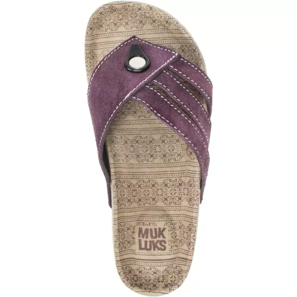 Muk Luks Womens Womens Francis Sandals Flat SandalDeep Purple