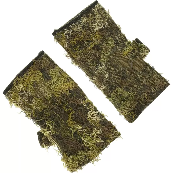 Quiet Wear Mens Fingerless Camo Grass GlovesGrassy