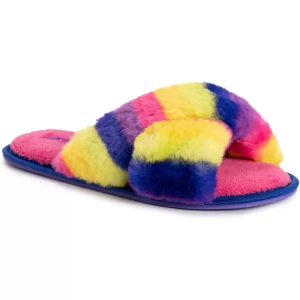 MUK LUKS LUKEES Womens Lara SlippersFuchsia Rainbow Multi