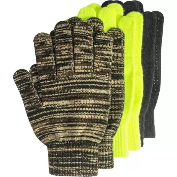 MUK LUKS Mens 3Pair Pack Grip Dot Assorted GlovesMultiMulti