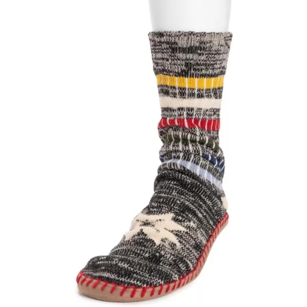 MUK LUKS Mens 50th Anniversary Slipper SocksEbonyCream