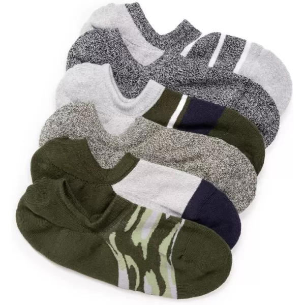 MUK LUKS Mens 6 Pack No Show Sport SocksOlive