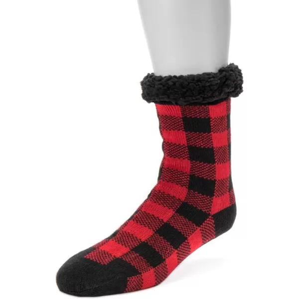 MUK LUKS Mens Cabin SocksRedBlack