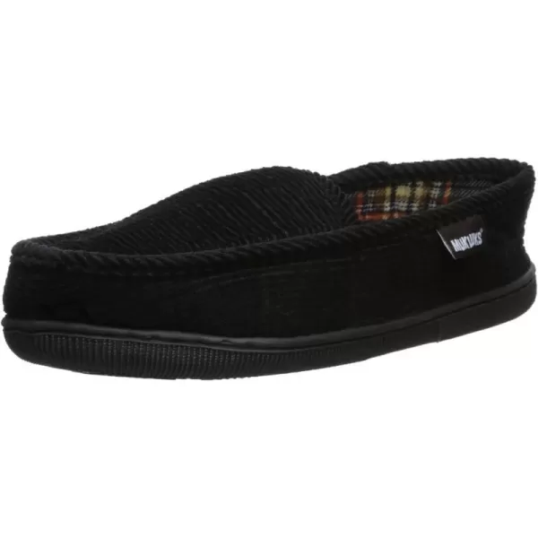 MUK LUKS Mens Corduroy Moccasin with Flannel Lining SlipOn LoaferBlack