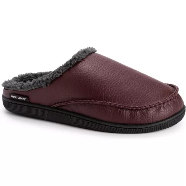 MUK LUKS Mens Faux Leather Clog SlipperBrown