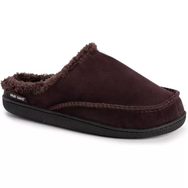 MUK LUKS Mens Faux Suede Clog SlipperBrown