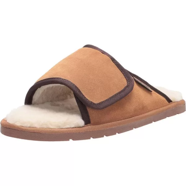 MUK LUKS Mens Leather Goods Topher Open Toe SlipperCamel