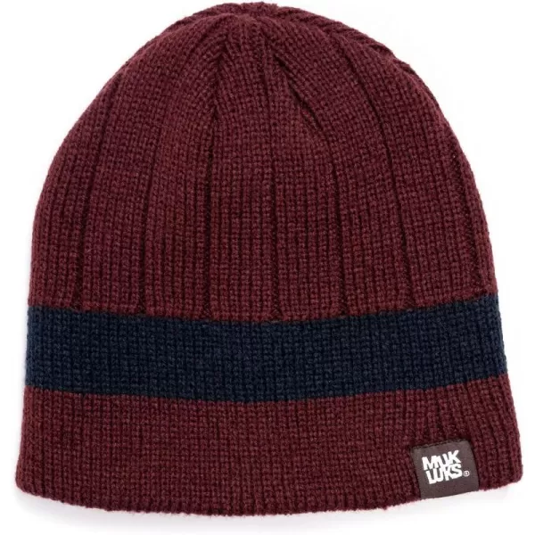 MUK LUKS Mens Ribbed BeanieOxbloodNavy