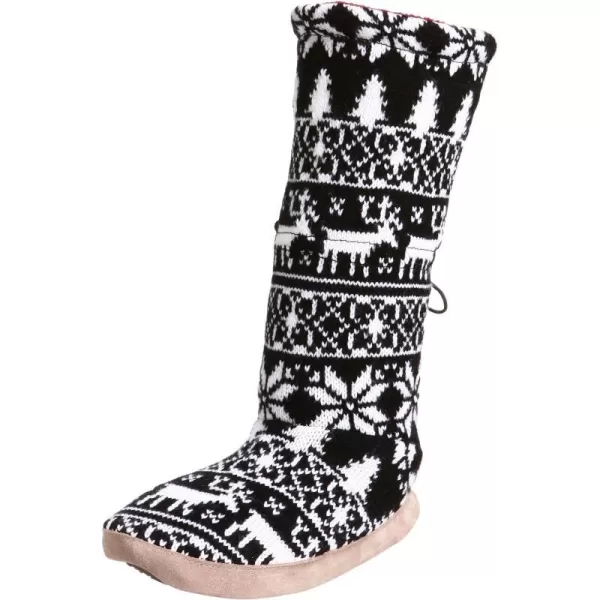 MUK LUKS Nordic Knit Toggle BootieBlackWhite