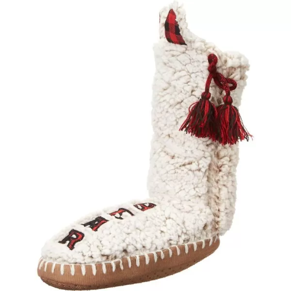 MUK LUKS UnisexChild Kids Family Sherpa Slipper SockIvory Buffalo