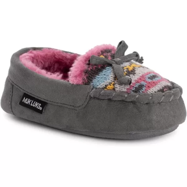 MUK LUKS UnisexChild Patterned MoccasinsDark Grey Heather