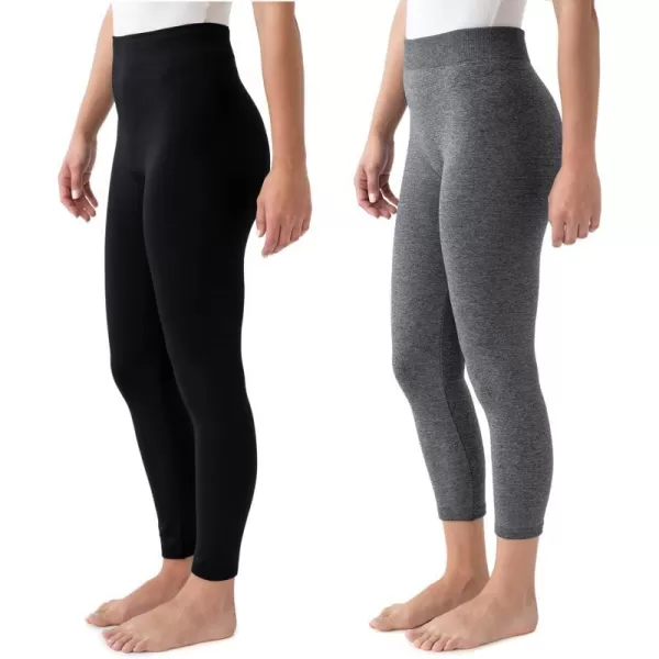 MUK LUKS Womens 2 Pack of LeggingsBlackGrey